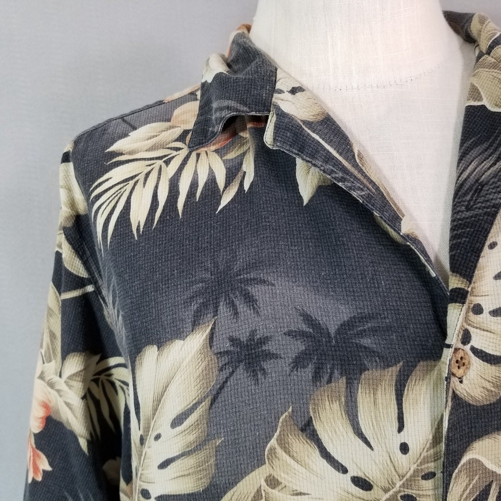 Boca classics shirt mens large gray Floral short sleeve silk Hawaiian Aloha Tiki - Picture 4 of 14